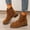 Brown, variant on Womens Winter Boots,Solid Color Mid Heel Lace Up Martin Boots Round Toe Winter Fall Casual Dress Boots Fashion Boots