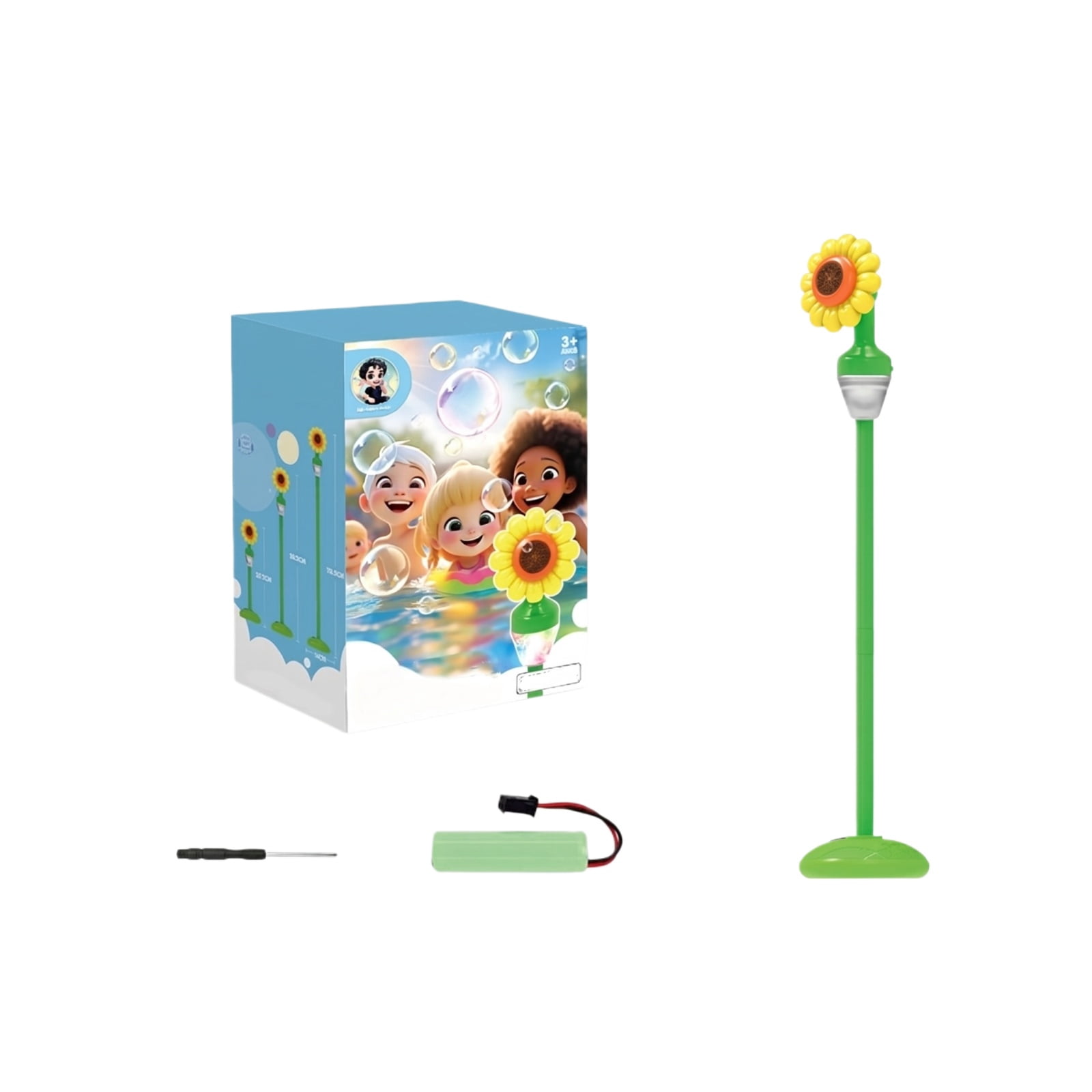 Jollyzo Sunflower Bubble Machine for Kids, 2026 New Standing Bubble Blower with Lights & Music, Adjustable Height Bubble Maker, Bubble Machine for Parties Birthday Wedding Outdoor