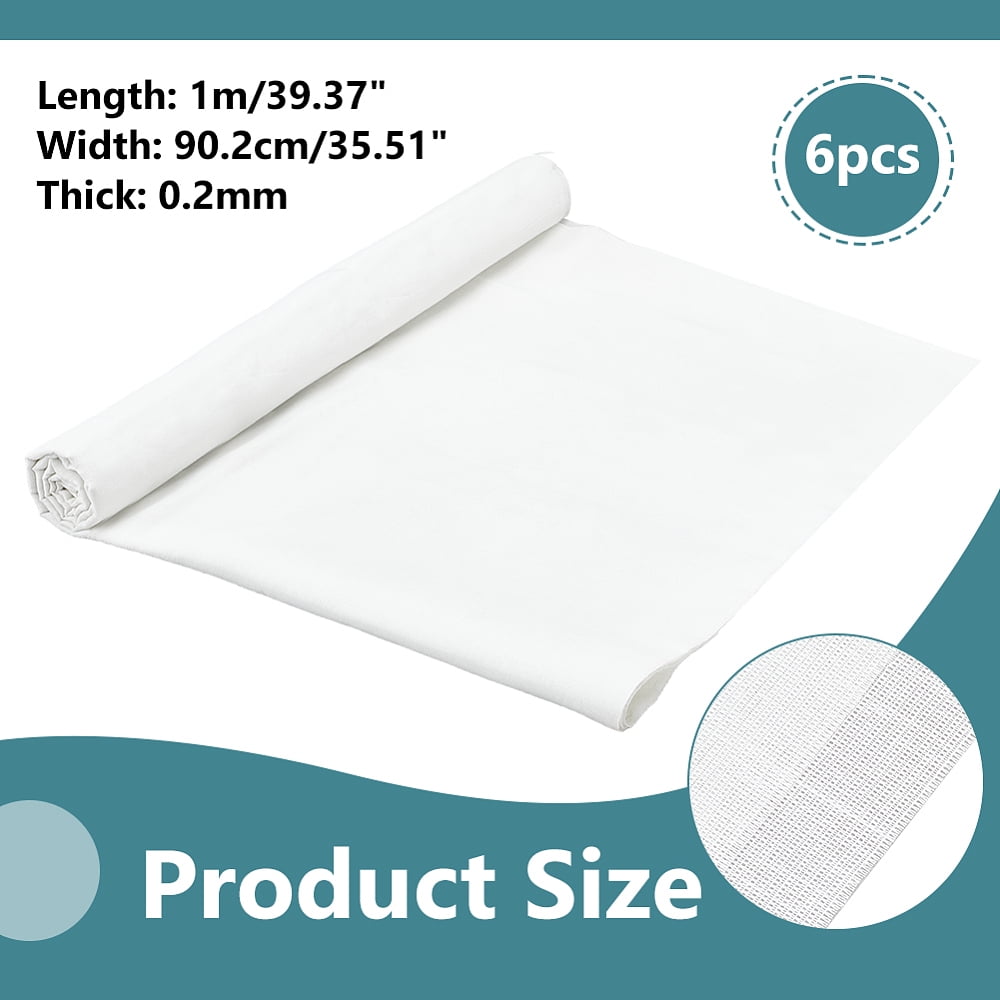 6 Pcs White Cotton Fabric Natural Cotton Poplin Fabric Unbleached Muslin Fabric Soft Embroidery Muslin Quilting Fabric Material for DIY