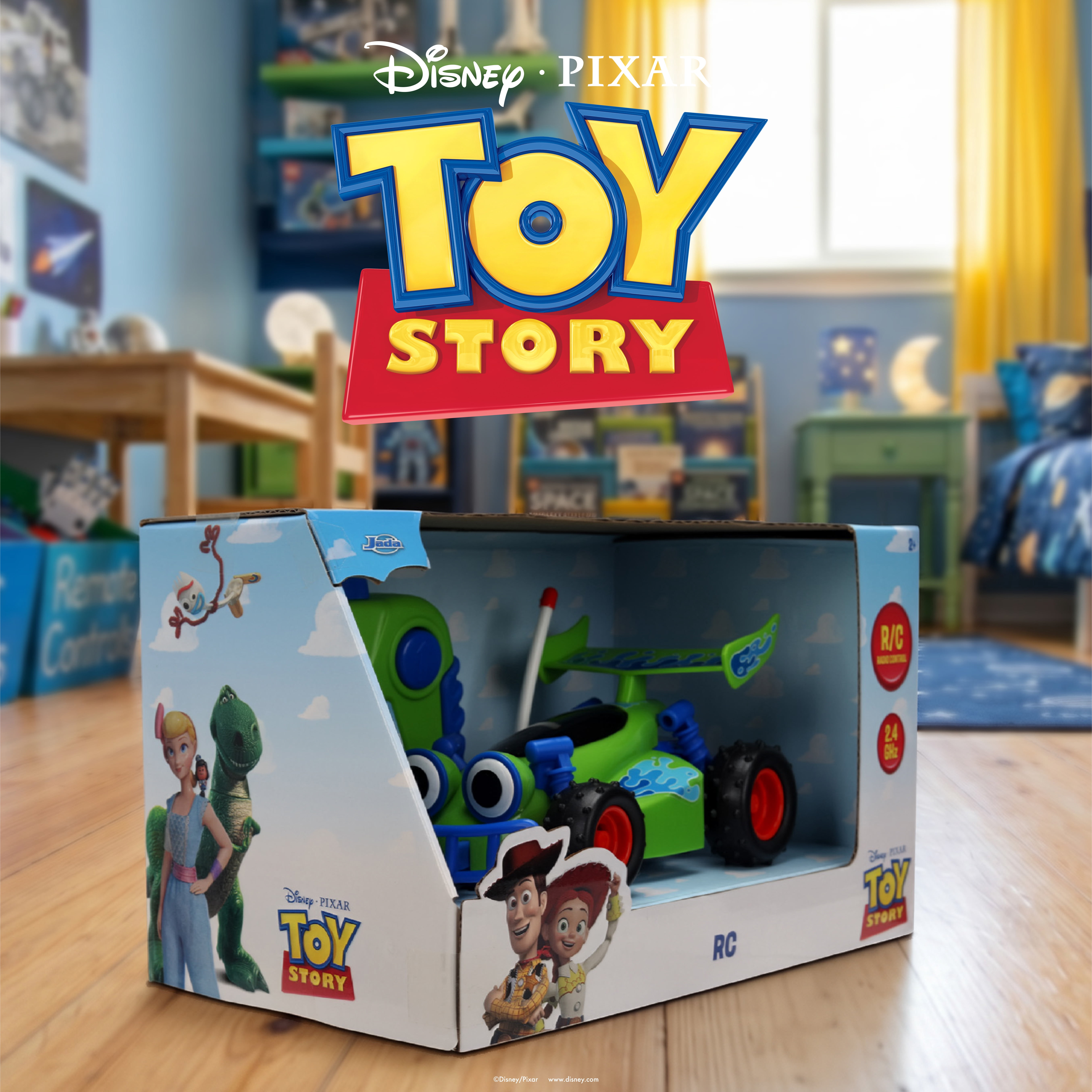 Jada Toys 1:32 RC Toy Story RC Buggy – Simple Function Remote Control Car for Kids with 5.5" Body and Movie-Inspired Design – No Figure Included
