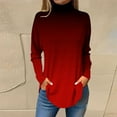 thumbnail image 3 of Scyoekwg Womens Tops Dressy Casual Fall High Neck Basic Dressy Tunic Shirts Long Sleeve Tops Gradient Color Graphic Tee Fall Clothes Comfy Loose Vintage Lightweight Pullover, 3 of 4