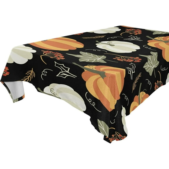 SKYSONIC Thanksgiving Pumpkin Tablecloth Waterproof Washable Polyester Square Table Cover Durable Tablecloth for Kitchen Dining Table Party Decor (60 X 60 Inch)