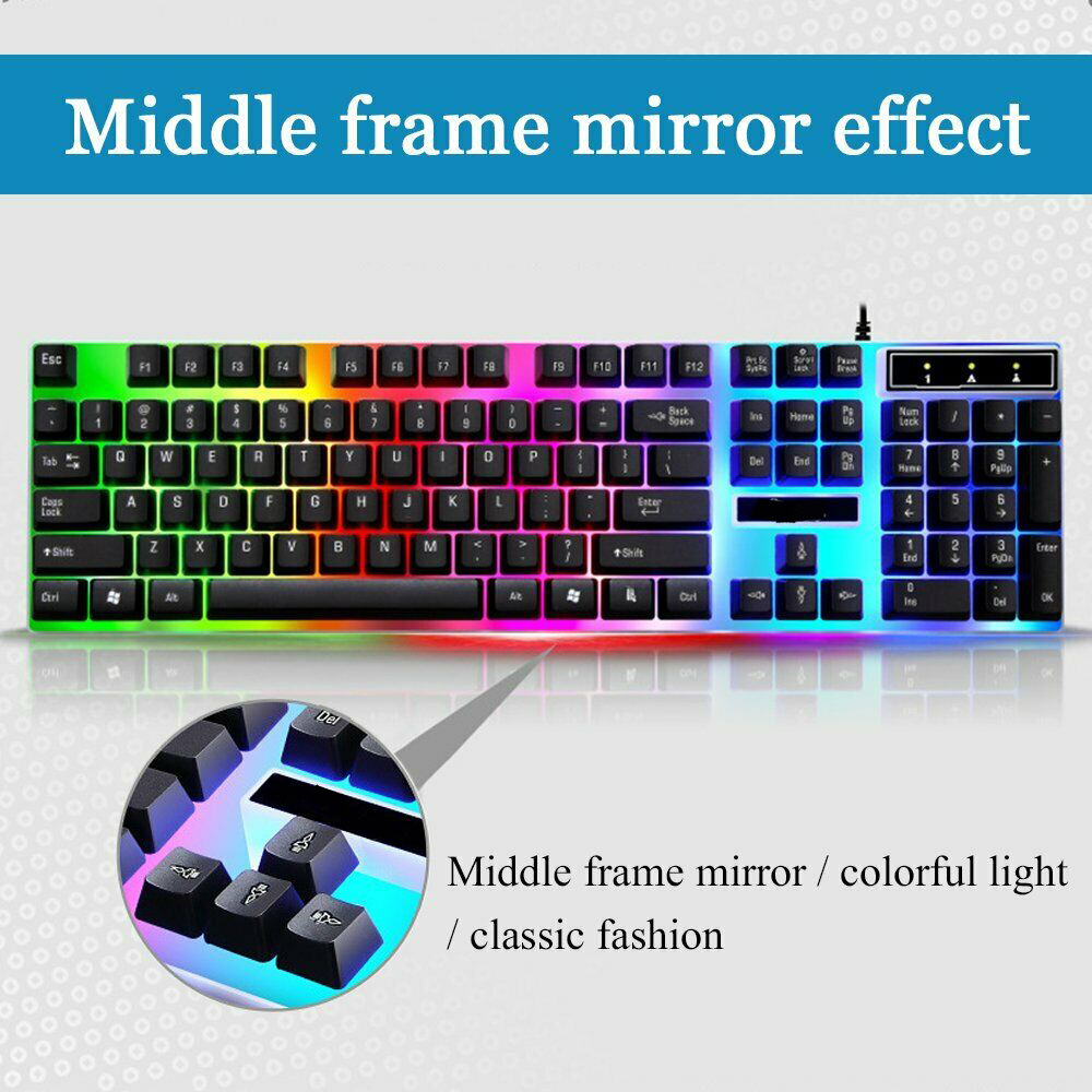 Doosl Gaming Keyboard And Mouse Set Rainbow LED Wired USB Keyboard And Mouse For PC PS3 PS4 Xbox One and 360 - image 5 of 7