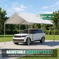 thumbnail image 5 of Dateyes 10x15 FT Carport, Heavy Duty Carport Canopy with Adjustable Height, Outdoor Carport Shelter with Reinforced Frame, Portable Garage for Cars, Boats and Trucks, White, 5 of 9