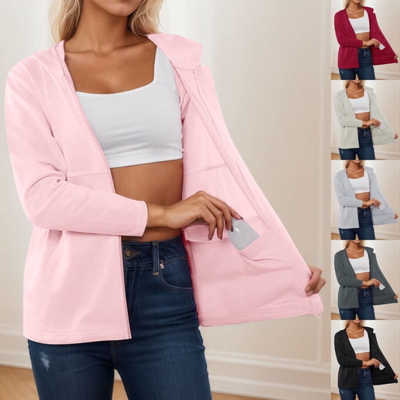CAIXIA Post Mastectomy Shirts with Drain Pockets Soft Long Sleeve Zip Up Shirts Clothing