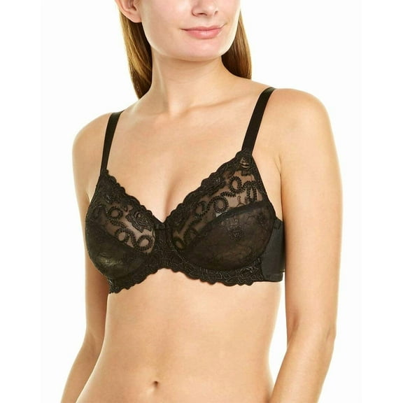 Wacoal Women's Renaissance Rose Embroidered Underwire Bra, Black, 40DD