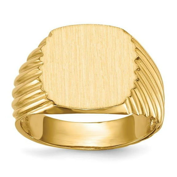 Finest Gold 14K Yellow Gold 13.5 x 13.5 mm Open Back Mens Signet Ring - Size 9