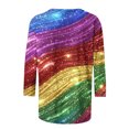 thumbnail image 4 of Cavosen Womens 3/4 Sleeve Blouses Glitter Sparkly Print Pullover Tops Shirts Crewneck Shiny Blouse Gradient Party Tees Novelty Casual Dressy Elegant Evening T-Shirts Holiday XL, 4 of 5