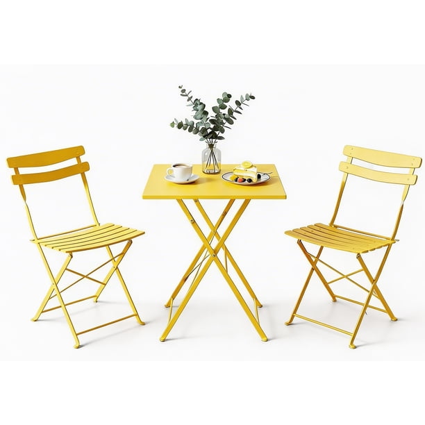 Garvee juego bistró de 3 piezas con diseño plegable, mesa y 2 sillas para uso interior o exterior en balcón, patio o jardín