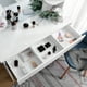 thumbnail image 5 of FlkwoH【NUEVO】Tocador grande con espejo, cajón, 4 estantes de almacenamiento, tocador con tocador de madera, blanco, regalo para mujeres y niñas (silla no incluida), 5 of 5