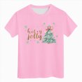 thumbnail image 5 of sdbrld Girls Christmas Shirts Short Sleeve Crew Neck Graphic Tees Holiday Tops Toddler to Big Kid Pink Sizes 9-10 Years, 5 of 5