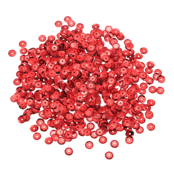 Loose Sequins 1100 Pcs 8MM Silver Backed Cup Embroidery Sequins Spangles for Jewelry Making Crafts Sewing, Red