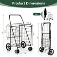 thumbnail image 6 of SSyao Jumbo Shopping Cart with Rolling Swivel Wheels, Foldable Grocery Cart on Wheels with Double Basket, Heavy Duty Utility Cart, Shopping Carts for Groceries Laundry Book Luggage Travel Black, 6 of 8