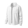 thumbnail image 4 of Kaemgyyd Boys Fall Corduroy Shacket Jacket Long Sleeve Button down Collar Shirts Kids Solid Color Casual Clothes for School（White,14-15 Years）, 4 of 9