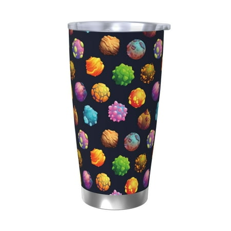 

Cauagu Lovely Planet Pattern 20oz Tumbler Stainless Steel Vacuum Insulated Tumbler with Lid Insulated Coffee Mug Thermal Cup with Splash Proof Sliding Lid-Without Straw