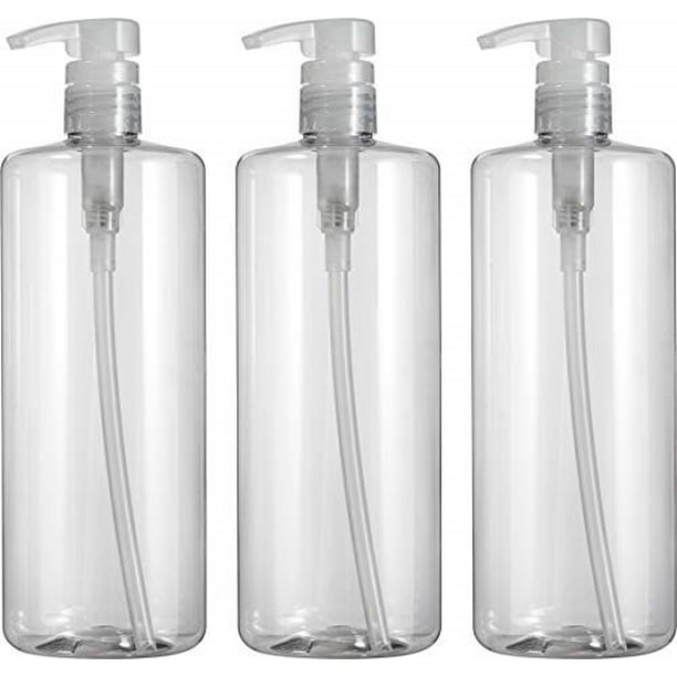 Empty Shampoo Pump Bottles, 32oz(1Liter), BPAFREE, Plastic (PETE1) Cylinder, Pack of 3
