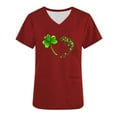 thumbnail image 5 of lcziwo Scrub Tops for Women Short Sleeve Working Uniform with Pocket Summer Casual V Neck Stretchy Holiday T Shirts Funny Graphic Print Tees Red M Sales of The Day Clearance, 5 of 7