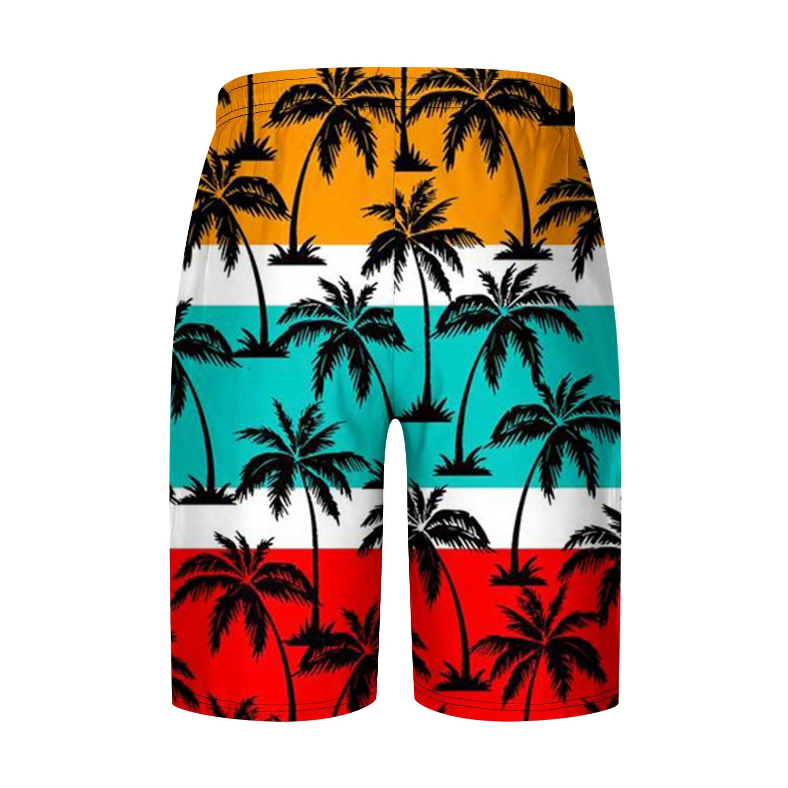 VSSSJ Hawaiian Shorts for Men Plus Size Colorful Sunset Palm Tree Print  Drawstring Elastic Waist Swim Trunks Casual Summer Surfing Board Beach  Short