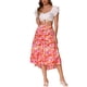 thumbnail image 2 of Faldas Midi Florales INSPIRE CHIC para Mujeres, Falda con Dobladillo Irregular y Cintura Elástica, L Rosa, 2 of 6