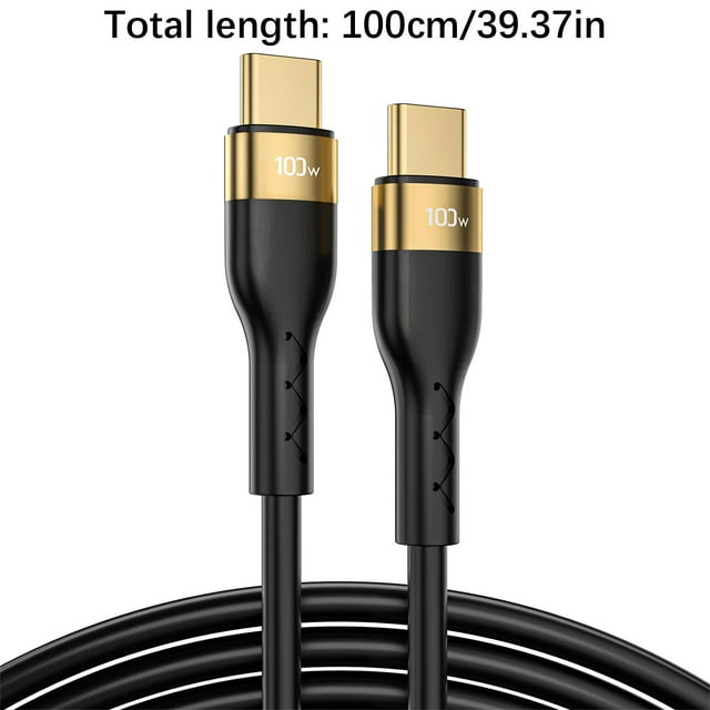 Câble de Recharge Type C, Câble de Recharge Rapide Mobile Datacable Type C de 100 W Adapté au Téléphone Mobile, Câble de Recharge Flash 1 m, Câble Type C, Câble Type C vers Type C, Câble de Recharge Type C