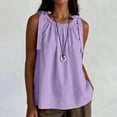 thumbnail image 4 of WHLBF Tank Tops for Women Round Neck Sleeveless Fashionable Solid Color Tie Strap Cotton Linen Top Tank Purple S, 4 of 8