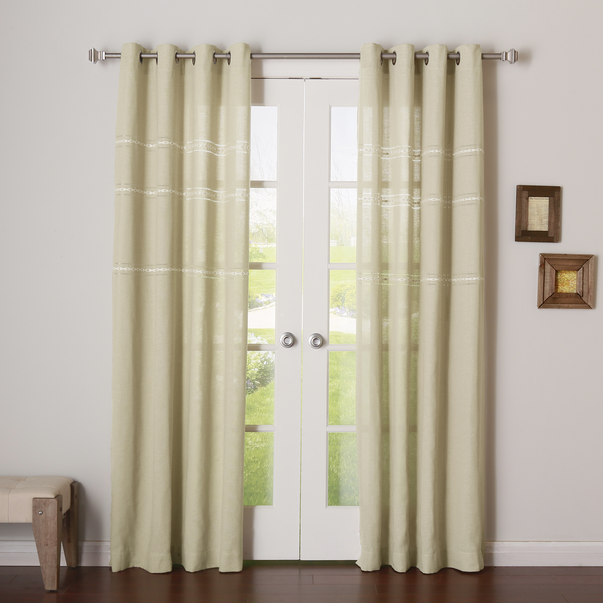 Quality Home's Stitch Detail Opaque Nickel Grommet Curtains