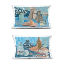 Stupell Industries Coastal Themed Still Lifes 14" x 20" Plants & Flowers Print Polyester Decorative Pillow Set, Zip Closure 2 Count