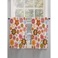 thumbnail image 5 of Bohemia Floral 2 Panel Kitchen Curtains for Windows, Vintage Orange Pink Flowers Boho Style Beige Bathroom Privacy Curtain, Home Décor Window Treatment for Bedroom/Living Room 55"x45", 5 of 6