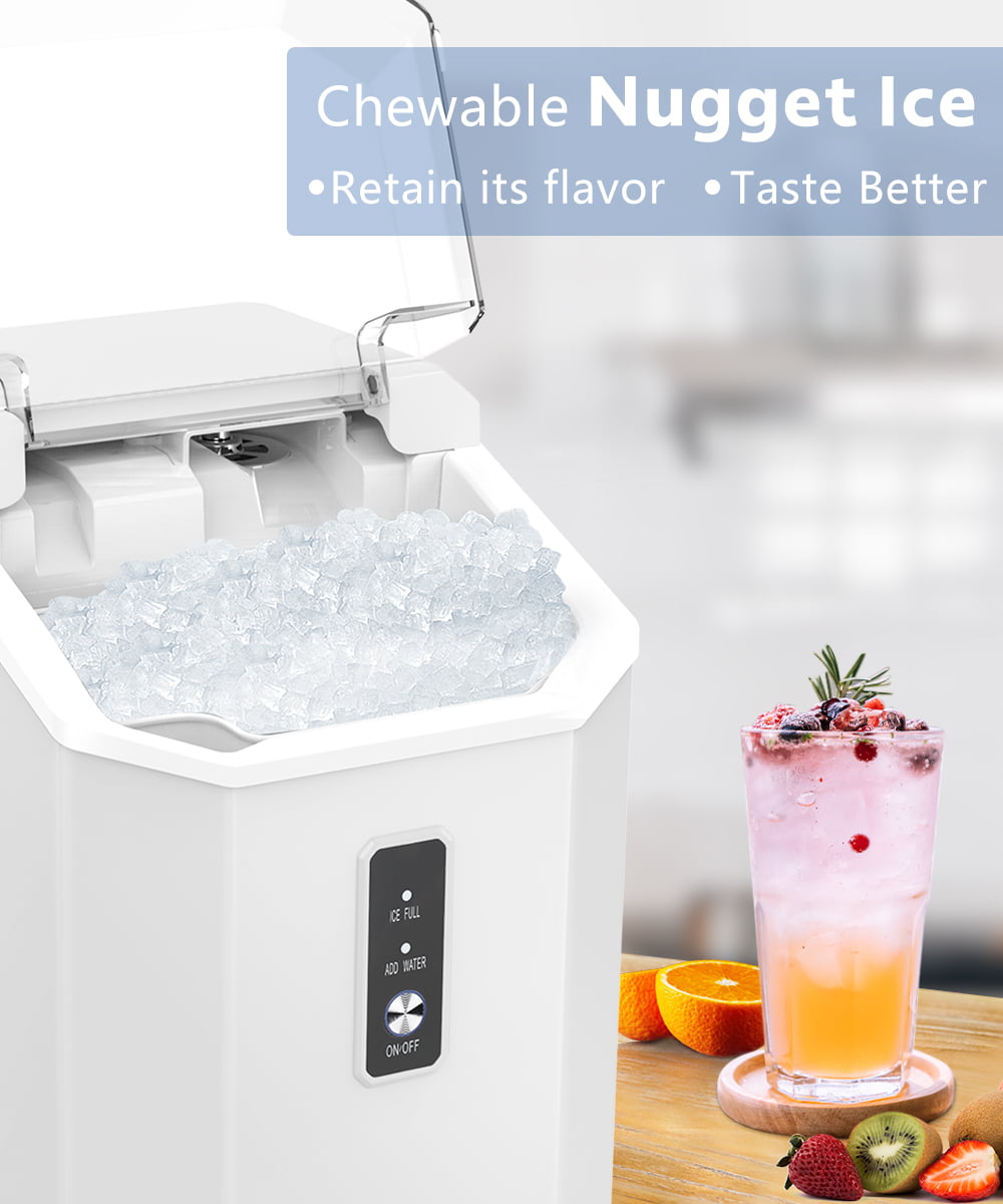 COWSAR Nugget Ice Maker Countertop, 34Lbs Chewable Pebble Ice Per Day, Auto  Self Cleaning, Crunchy Pellet Ice Cubes Maker Machine, Portable Compact  Design for R…