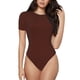 thumbnail image 1 of Fotbe Brown Body de Mujer con Cuello Redondo y Mangas Cortas, Sin Mangas Ajustado, Suave, Cómodo y Básico-Medium, 1 of 7