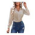 thumbnail image 4 of VISgogo, camisas de terciopelo salvaje a la moda para mujer, blusas de manga larga con cuello vuelto de Color sólido, blusas informales con botones para primavera y otoño VISgogo moda, 4 of 9