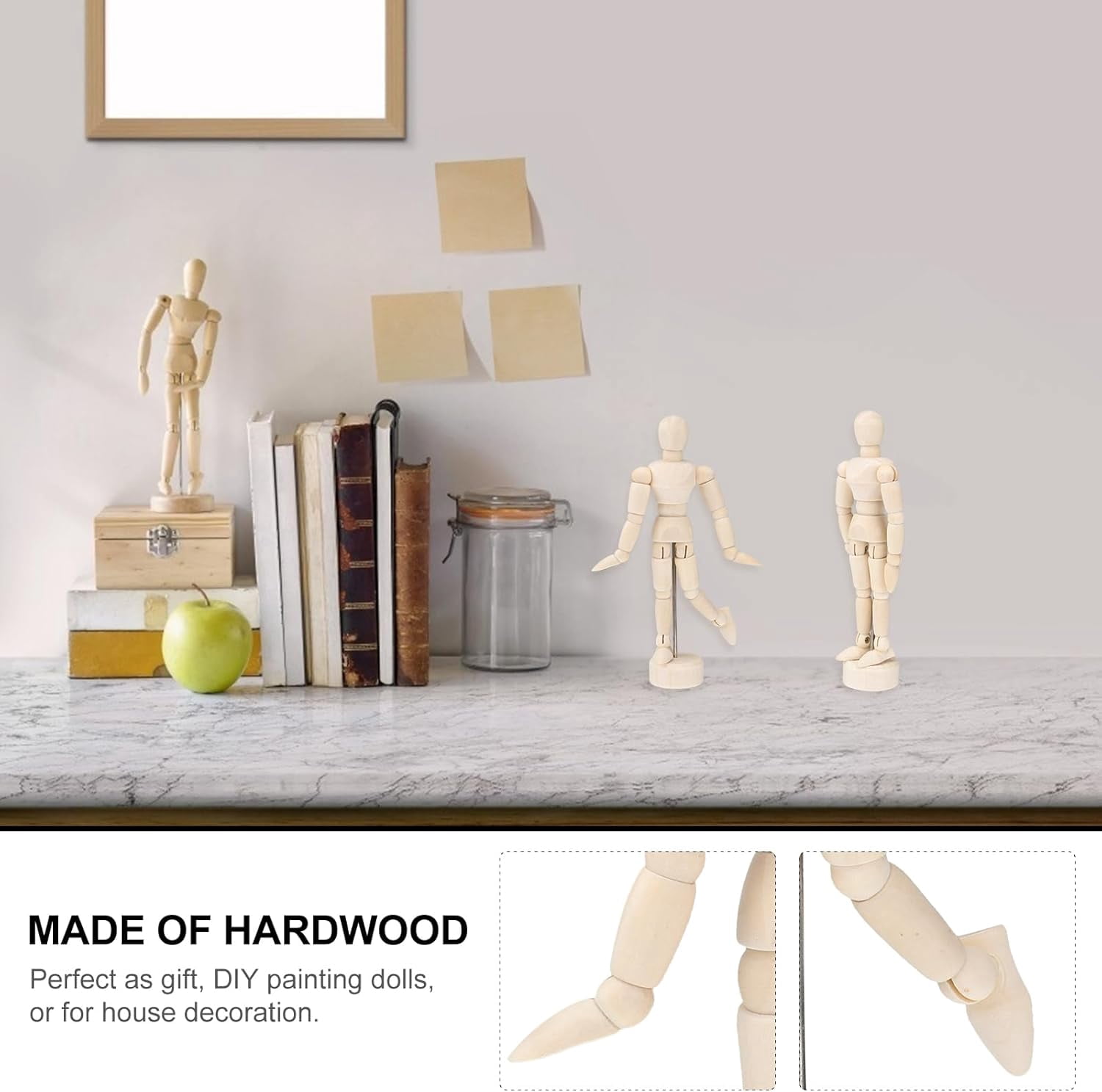 ABCISI 12PCS Artists Wooden Manikin Jointed Mannequin, Drawing Figure Model 4.5 Inches Wooden Mannequin Artist Manikin with Stand for Drawing or Desktop Decor
