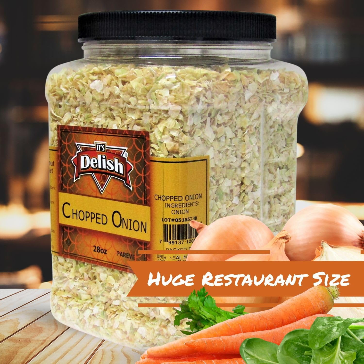 Dried Chopped Onion by Its Delish, 28 Oz Jumbo Reusable Container  All Natural Dehydrated Onion Flakes  Delicious & Fresh Onions Taste  No Preservatives, Certified Kosher