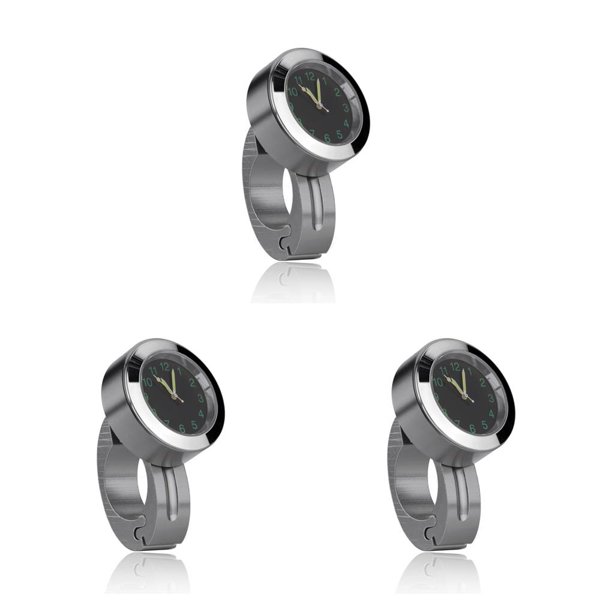 Sidaley Reloj con barra para manillar de motocicleta IP67, resistente al agua, sellado antideslizante, reloj alimentado por antioxidante para Plata 3piezas Sidaley CBP234682