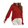 thumbnail image 3 of Female Fall Sweaters Lace Peplum Mock Neck Cozy Sweater Pullover Red S, 3 of 9