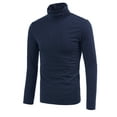 thumbnail image 2 of Camisa de manga larga uxcell Cuello de Cisne Ajuste Delgado Casual Azul Oscuro 52, 2 of 7