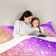 thumbnail image 5 of jejeloiu Purple Orange Sparkling Print 7pcs Bedding Comforter Set Kids,Multicolor Aesthetic Art Queen Bedding Sets For Girls,Reversible, 5 of 7