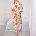 thumbnail image 3 of Bingfone Womens Pajama Sets Strawberry Floral Print,Long Sleeve Loungewear Pajamas Set-Small, 3 of 8