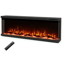 Giantex 3 Sided Electric Fireplace, 50" Wall-Mounted Fire Place Heater w/12 Flame Colors, 750W/1200W