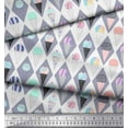 thumbnail image 2 of Soimoi Gray Heavy Canvas Fabric Diamond & Ice Cream Cone Food Print Sewing Fabric Yard 58 Inch Wide, 2 of 3