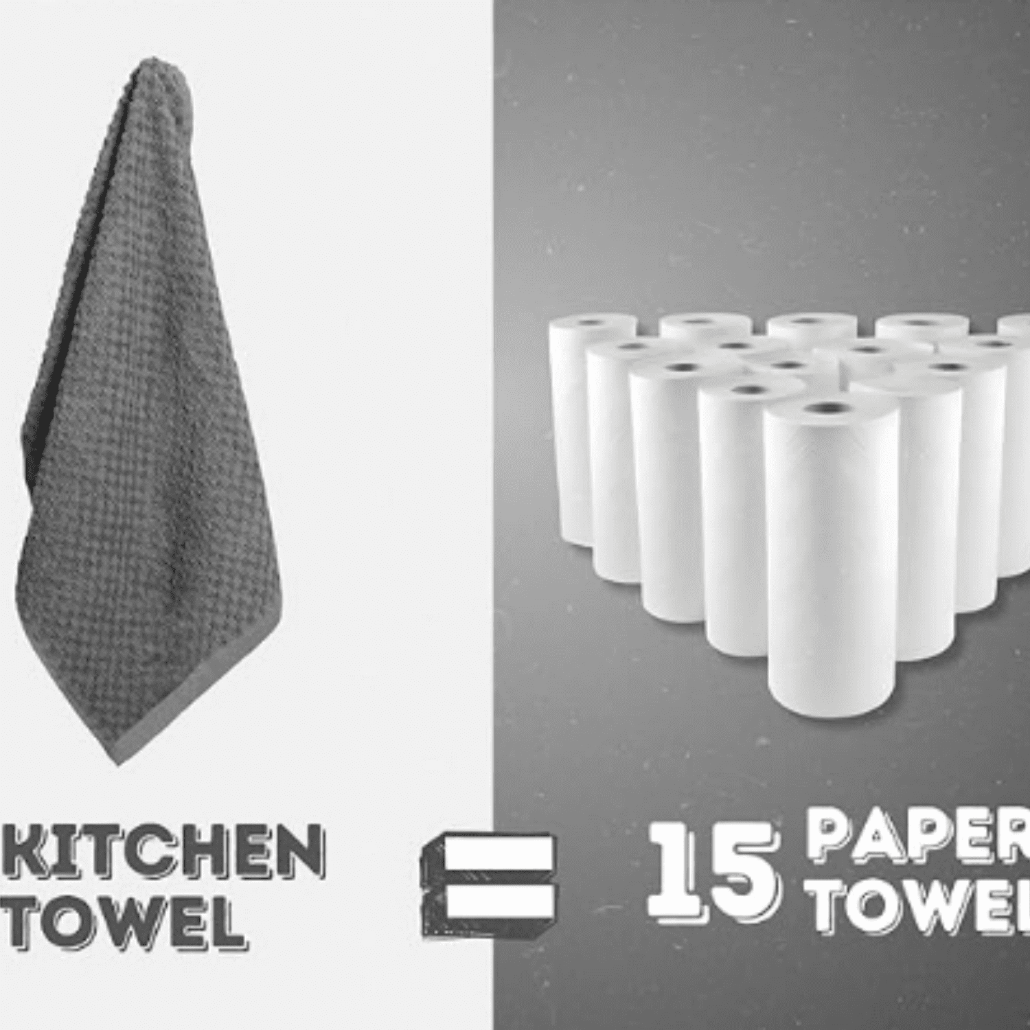 Xclusives Premium Kitchen Towels - [Pack of 12] 100% Cotton Kitchen Hand Towels (15 x 25 Inches) - Dish Towels for Kitchen |Grey|