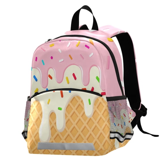 ALAZA Pink Ice Cream Waffle School Backpack Elementary Student Bookbag