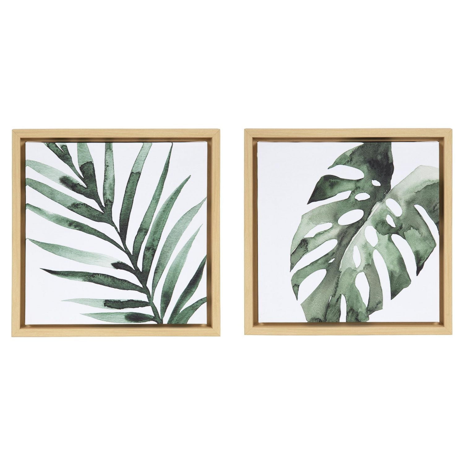 DesignOvation Sylvania Monstera Tropical Framed Canvas Art, 12" x 12"