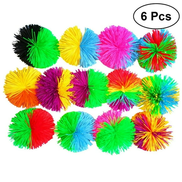 OUSITAID 6pcs 6cm Colorful Silicone Koosh Ball Bouncing Fluffy Jugging Ball Sensory Fidgets Stress Relief Toy (Random Color)