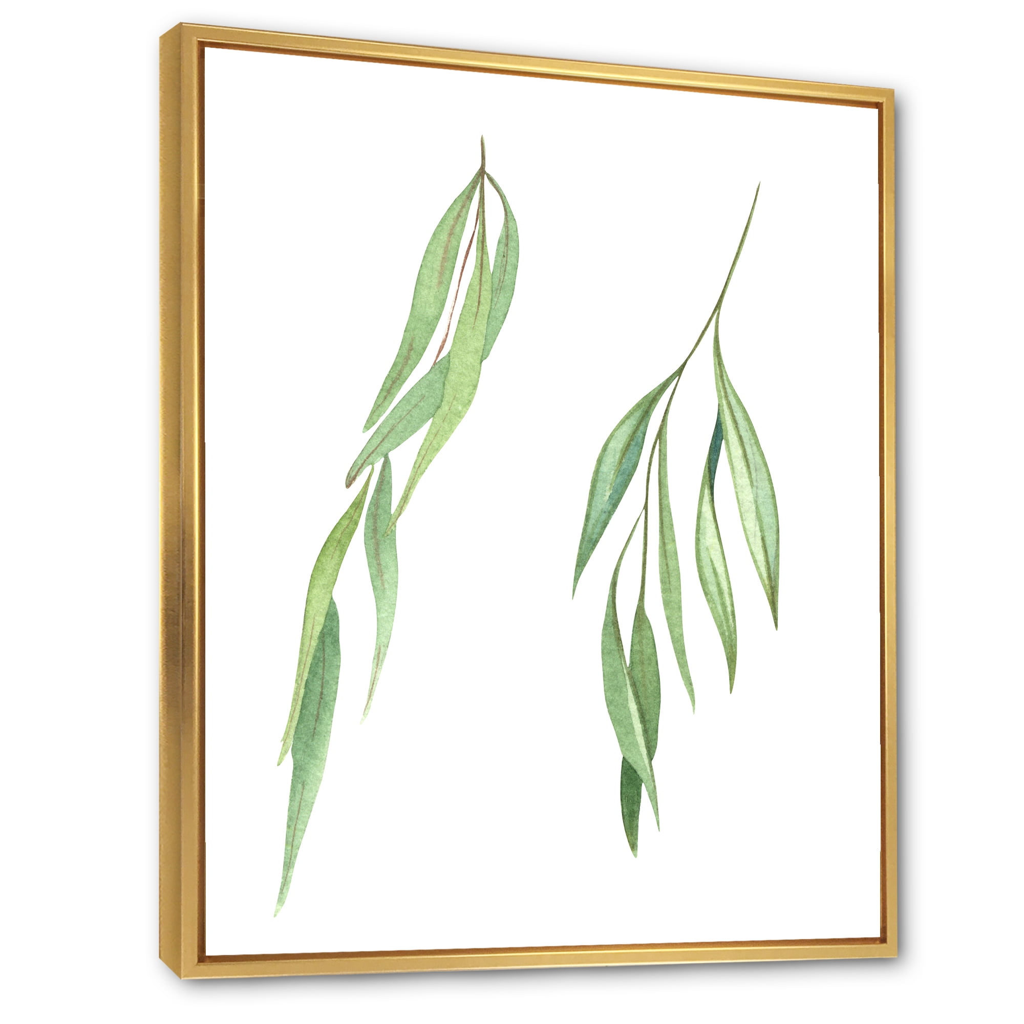Designart 'Two Willow Branches On White' Farmhouse Framed Canvas Wall Art Print