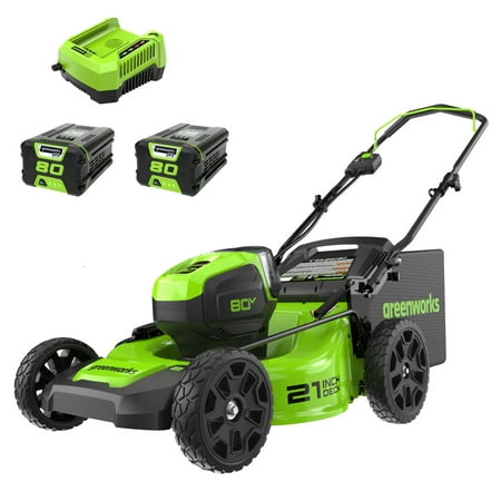 Greenworks 80V 21 Brushless Cordless Push Lawn Mower 2 2.0Ah Batteries and Charger Included 75 Compatible Tools