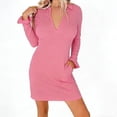 thumbnail image 2 of Mifsaly Tshirt Dress Women V-Neck Long Sleeve Bodycon Dresses Slim Fit Business Casual Night Out Cocktail Party Gowns XXL, 2 of 6