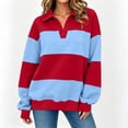 thumbnail image 4 of Enjoytime Womens Sweatshirt Striped V-Neck Long Sleeve Pullover Tops Fall Fashion Loose Casual Lightweight Sweatshirts, 4 of 8