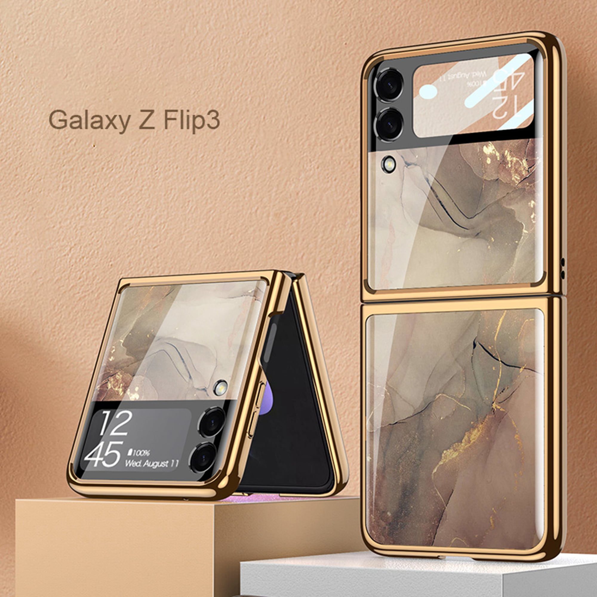 Korean Simple Luxury Rhombic Lattice Ring Case for Samsung Galaxy Z Flip 5  5G Zflip5 Z Flip5 Flip5 ZFlip5 Back Solid Color Cover