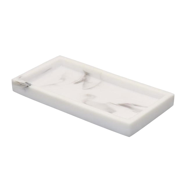Bandeja de almacenamiento de resina de imitación de mármol de lujo para bañera, para velas y jabón. blanco